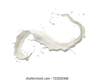 twisted milk or yogurt splash isolated on white background, Include clipping path. 3d illustration.