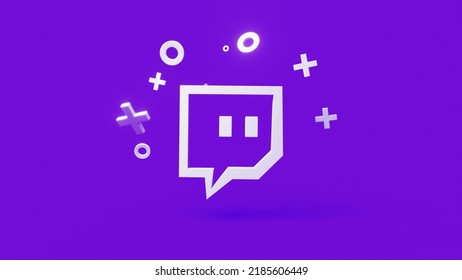 Twitch 3d Icon On A Simple Purple Background 4k. High-quality 3d Illustration