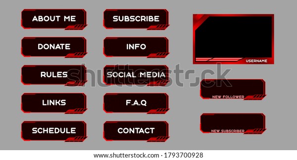 Twitch Set Of Modern Red Gaming Panels And Overlays For Live Streamers ...