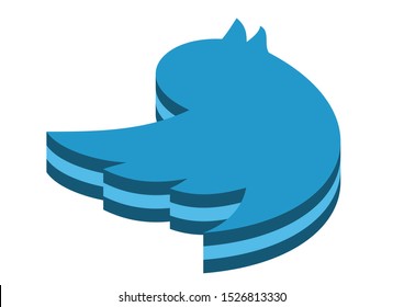 Twitter Icon Isometric 3D Rendering Isolated Background