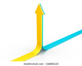 Two 3d Arrows Are Pointing Upwards Together