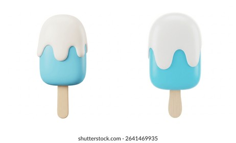 Two 3D Blue and White Popsicles