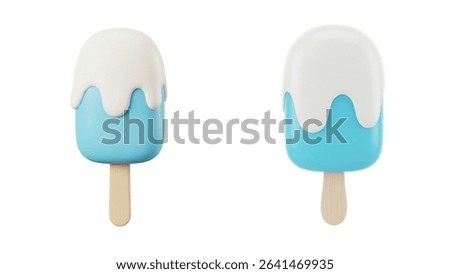 Two 3D Blue and White Popsicles