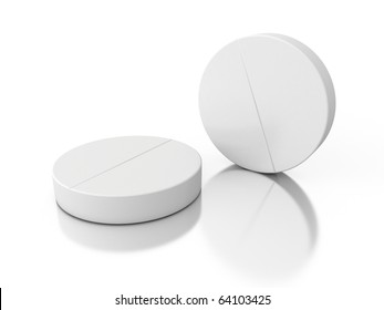 Two 3d Pills Isolated On White Background