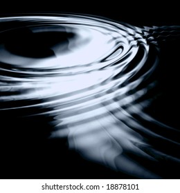 Two abstract liquid ripples joining together in the moonlight.  Also looks like water polluted by an oil spill.