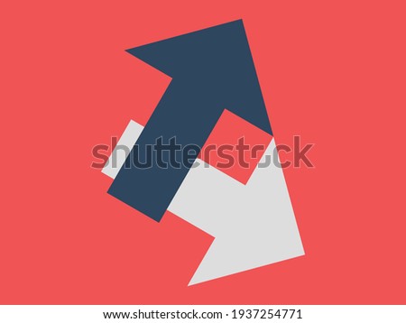 Two arrows going in opposite dirrections. Choice concept, decision making icon.