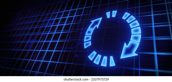 Two Arrows Icon Futuristic Update Refresh Circuit Board Symbol