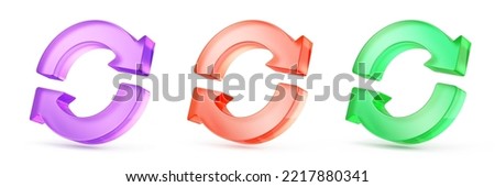 Two arrows icon - update symbol. 3d glass update, refresh icon - 3d rendering [[stock_photo]] © 