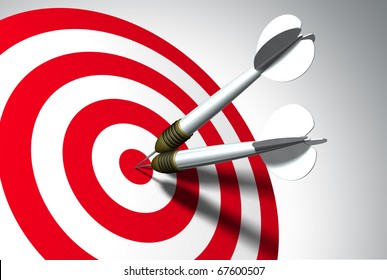 Two Arrows On Red Target - Business Concept