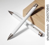 Two ballpoint pens mockup. 3D rendering