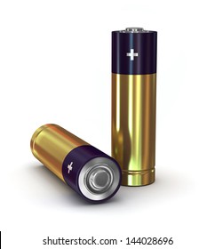 Two Batteries On White Background Isolated Stock Illustration 144028696 ...