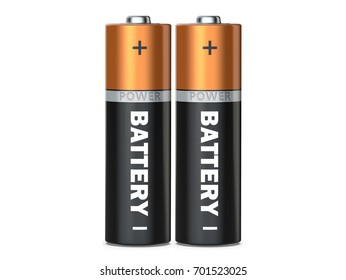 Two batteries on a white background isolated on white, 3D render.