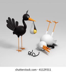 two birds and egg