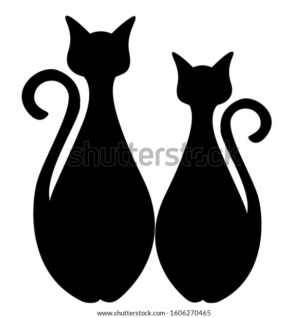 Two Black Cat Icons White Background Stock Illustration 1606270465 ...