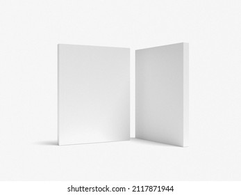 Two Blank Book Cover Mockups. Realistic 3D Illustration Book Cover Mockup With Shadows On Grey Background. US Letter Size Standard