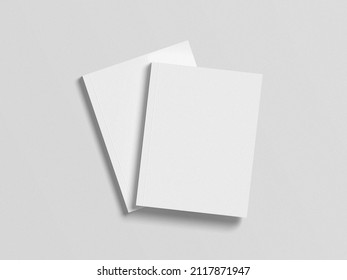 Two Blank Book Cover Mockups. Realistic 3D Illustration Book Cover Mockup With Shadows On Grey Background. US Letter Size Standard