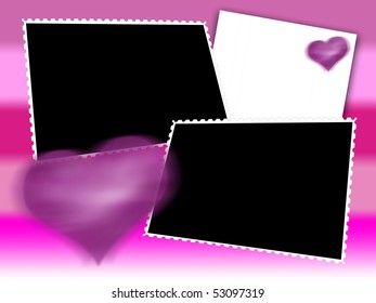 Two blank instant photo frames with heart
