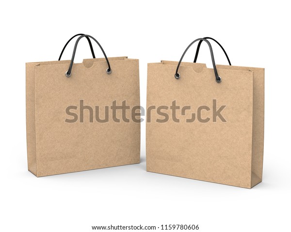Download Two Blank Kraft Paper Bags Mockup Stock Illustration 1159780606