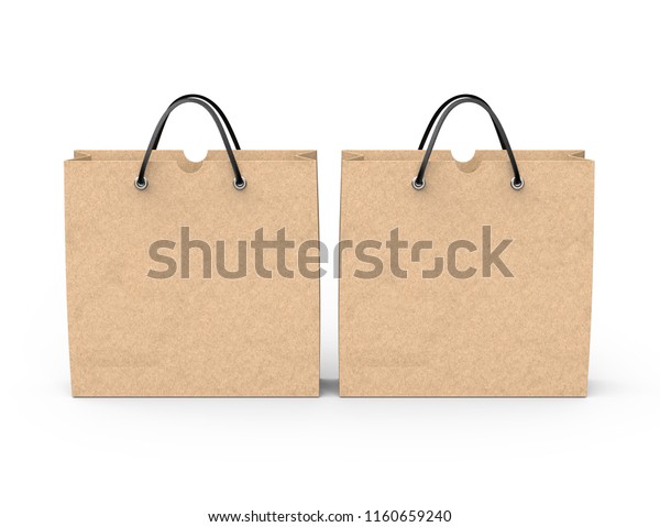 Download Two Blank Kraft Paper Bags Mockup Stock Illustration 1160659240