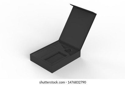 Two blank packaging boxes - open and closed mock up, isolated on white background. 3d illustration