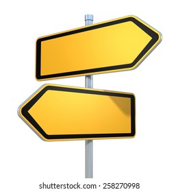 Two Blank Road Signs Pointing In The Different Directions