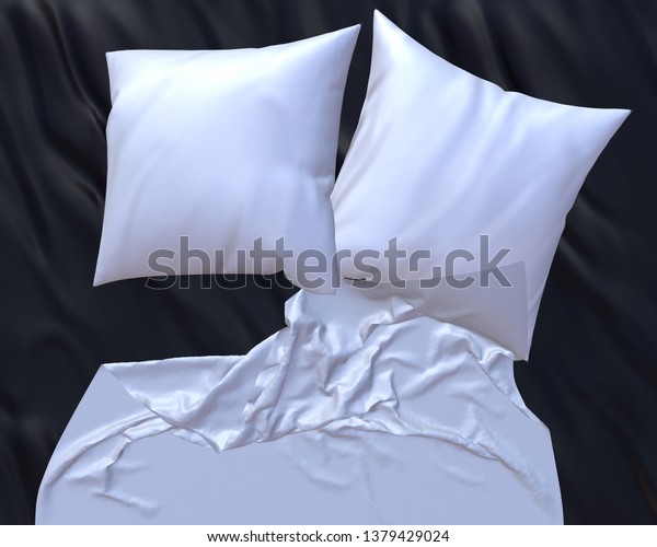 Download Two Blank White Soft Square Pillows Stock Illustration 1379429024