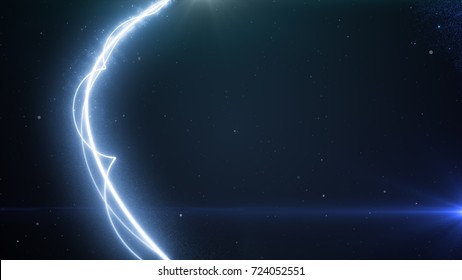 Two Blue Light Streak Breaks Out On A Black Background With Smoke And Light Particles 3d Illustration