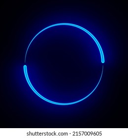 two blue neon element on black background. 3D illustration rendering