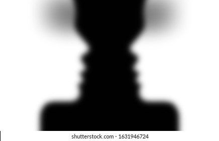 Two Blurry Silhouette Head Face To Face Black White