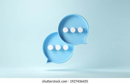 Zwei Blase-Talk oder Kommentar-Symbol auf blauem Hintergrund. 3D-Rendering.