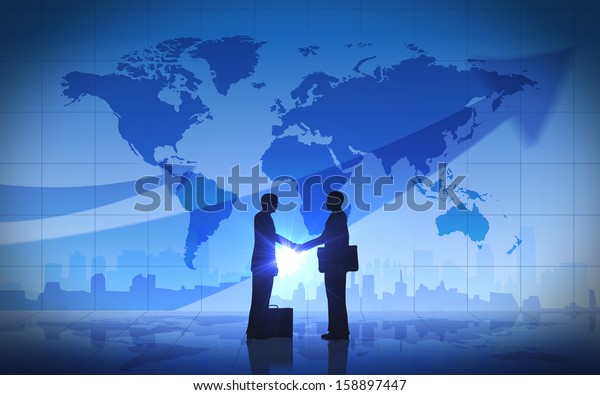 Two Business Man Shake Hand Silhouettes のイラスト素材