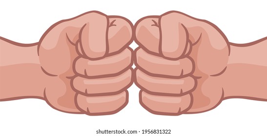 Two cartoon fists hands performing a fist bump punch