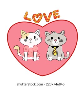 two cats in love valentine day