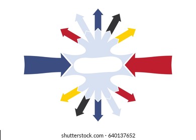 Two Causes And Effect. Converging And Diverging Arrows. Infographic Template