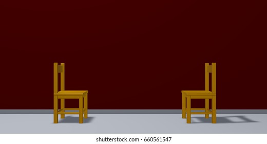 Two Chairs Are Facing Each Other - 3d Rendering