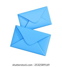 Two closed blue envelopes, symbolizing postal mail, communication, or correspondence, isolated on a white background. 3D render illustration - Powered by Shutterstock