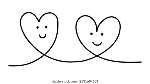 Two connected hearts with faces_black - Powered by Shutterstock