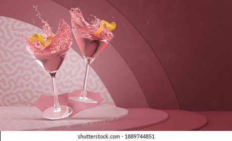 Two Cosmopolitans Colliding on a Counter
3d rendering