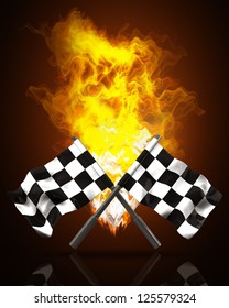 Two Crossed Checkered Flags Fire High Stock Illustration 125579324 ...