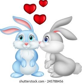 Two Cute Cartoon Bunnies Love Stock Vector (Royalty Free) 245788459