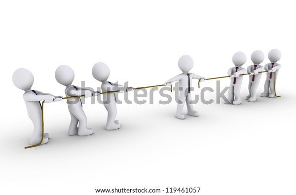 Two Different Teams Pulling Ropes Claim Stock Illustration 119461057