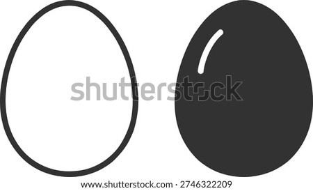 Two distinct egg representations: one as a simple outline and the other as a solid shape