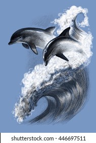 dolphin drawing swimming Images Stock Photos Vectors