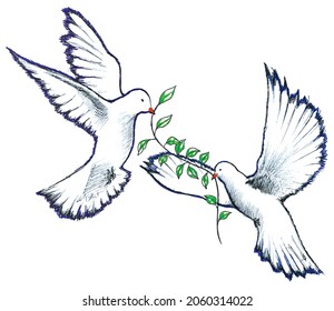 Two Doves Flying To Bring Peace