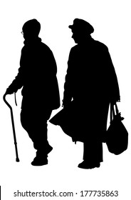 Two Elderly Woman Cane Stock Illustration 177735863 | Shutterstock