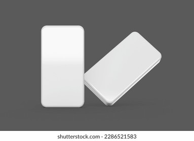 Two Empty White Domino Dice Isolated On Grey Background, 3d illustration