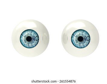 Two Eyeballs Isolated On White Stock Illustration 261554897