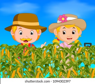 Two Farmers In A Corn Field