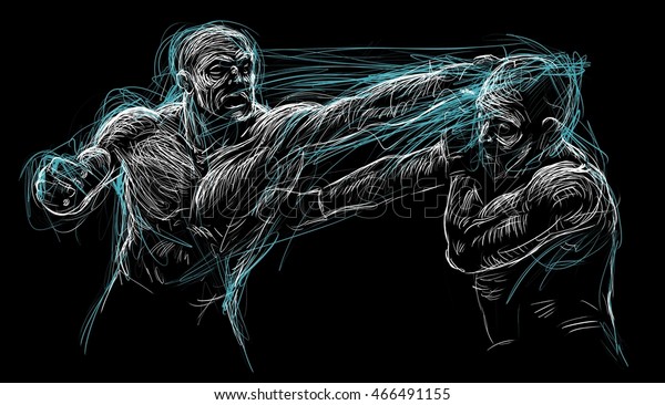 Two Fighting Man Aggressive Fight Graphic のイラスト素材