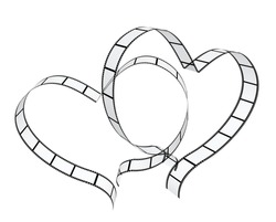 Two Filmstrips In Hearts Shape. Isolated Over White